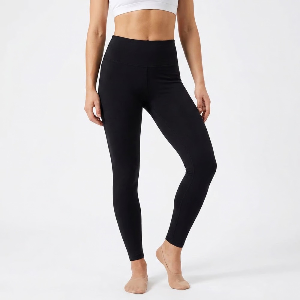 VIV Collection Womens High Waisted Black Leggings Solid Stretch Size Regular One